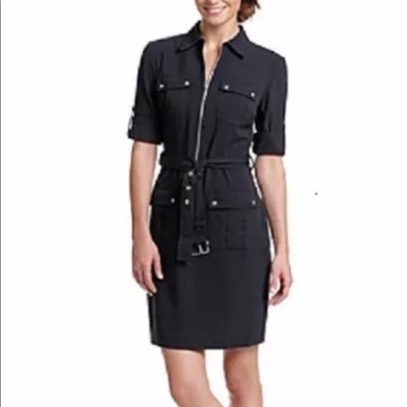 Michael Kors Dresses & Skirts - Michael Kors Black Safari Zip Dress Medium Pockets